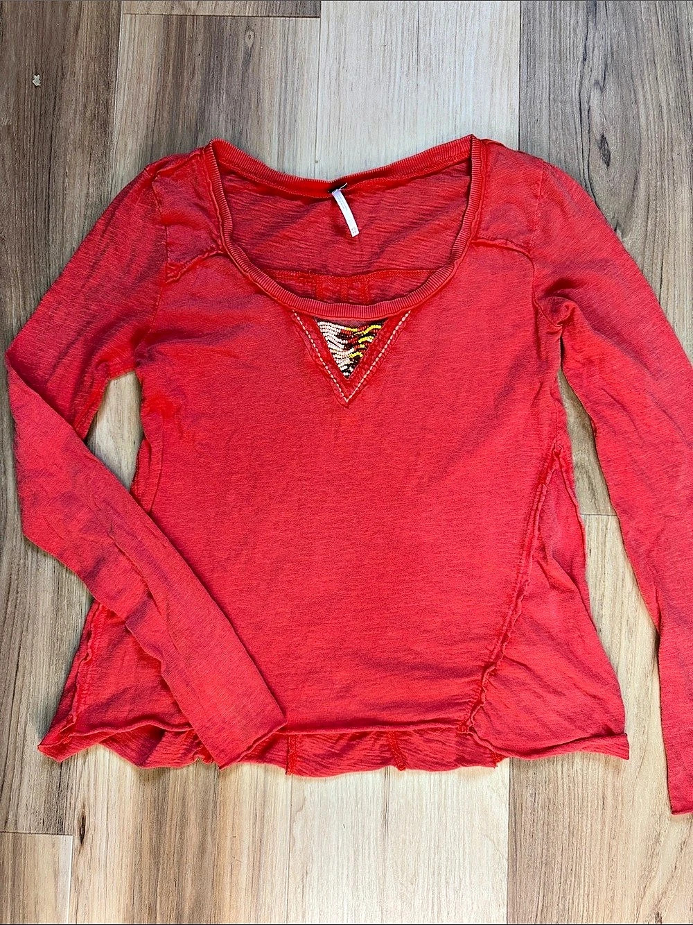 Free People Reddish Orange Long Sleeve Top Size XS